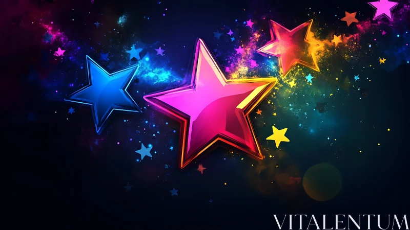 High-saturation neon star cluster rendered with layered glow gradients