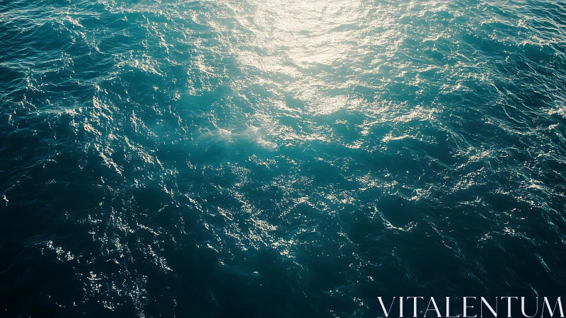 Sunlit turquoise ocean surface with small moving waves.