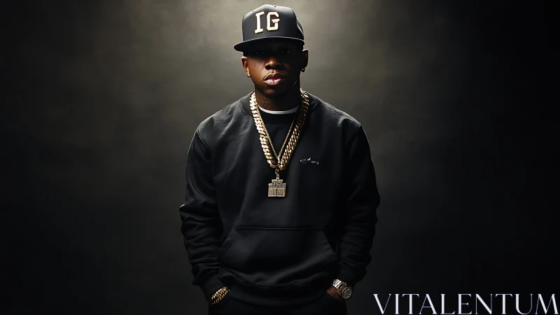 Moody studio portrait celebrates confident streetwear style