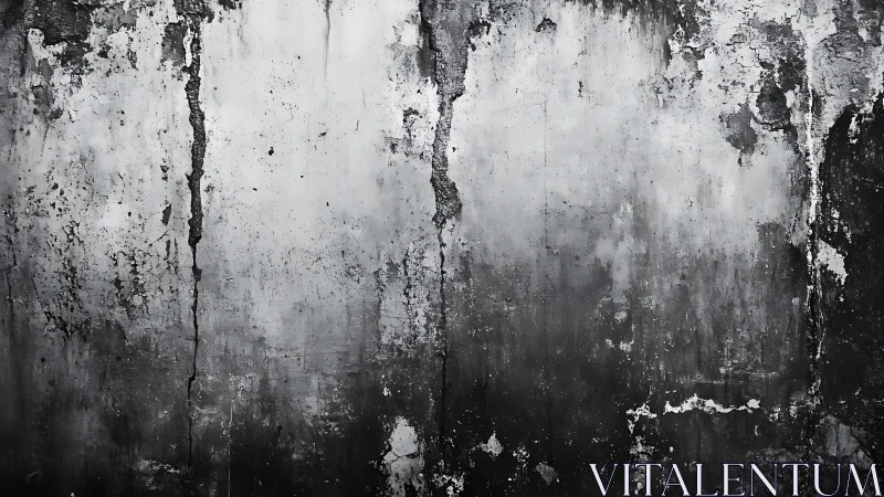 Weathered concrete wall with peeling monochrome textures.