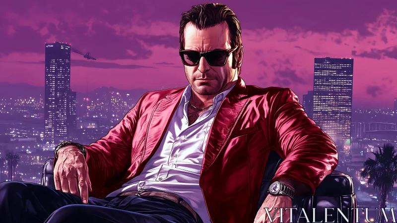 Neon dusk crowns the crimson king of the sleepless skyline