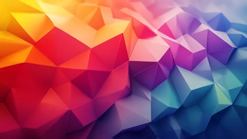 Polygonal gradient surface with multicolor low poly facets.
