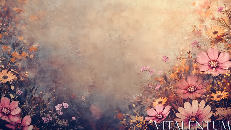Floral Dream with Cosmos and Daisies in Warm Tones.