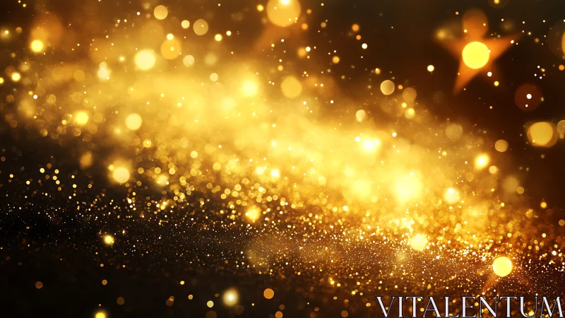 Specular golden bokeh field with dense particulate shimmer.
