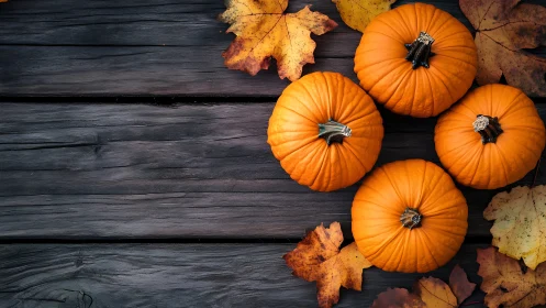 Overhead autumn pumpkins form balanced still-life composition