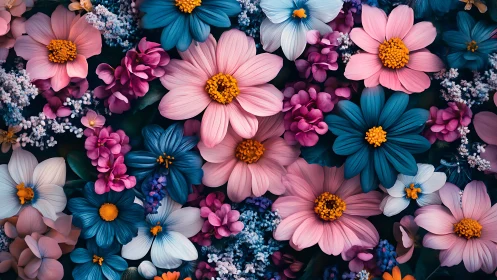 Vibrant Floral Medley Against Dark Background.