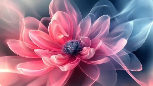 Ethereal pink flower unfolds in luminous abstract light