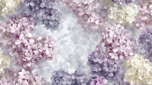 Layered lilac blooms create ethereal depth through soft focus and translucent petals.