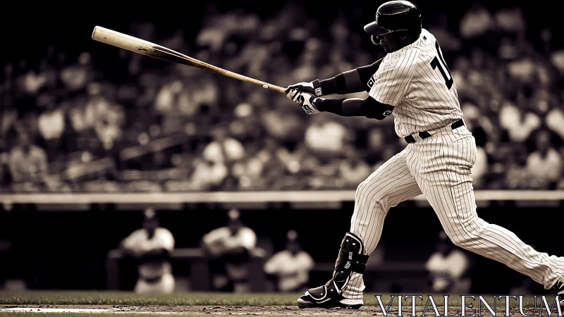 Baseball slugger releases bat in powerful follow-through.