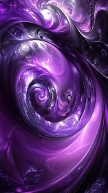 Violet fractal vortex with luminous swirling glass forms.