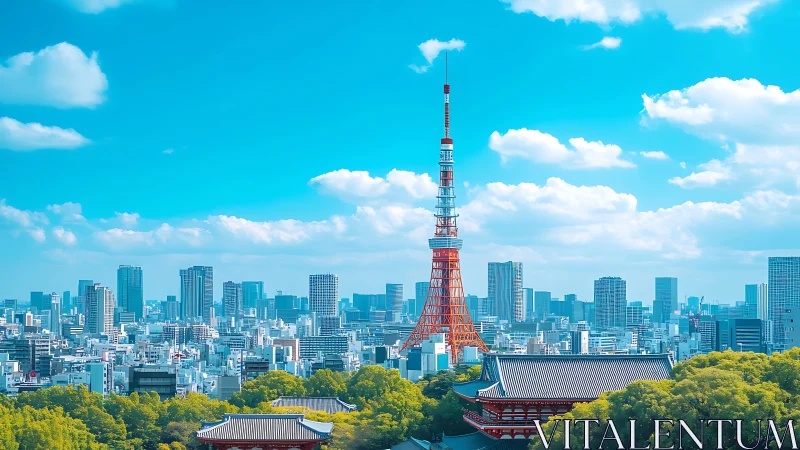 Tokyo communications tower rises above dense urban skyline
