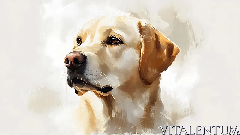 Gentle golden dog portrait bathed in soft painterly light.
