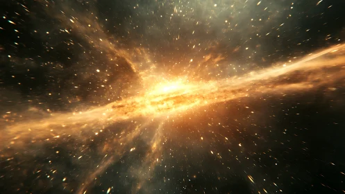 Stellar energy burst across dense starfield in deep space.