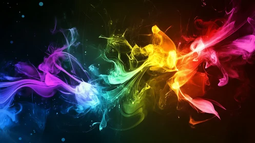 Vibrant neon color smoke swirling across dark space.