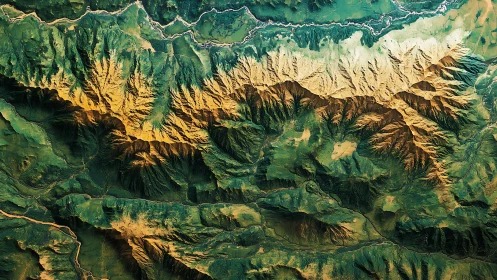 Satellite topography reveals sunlit ridgeline and erosion networks