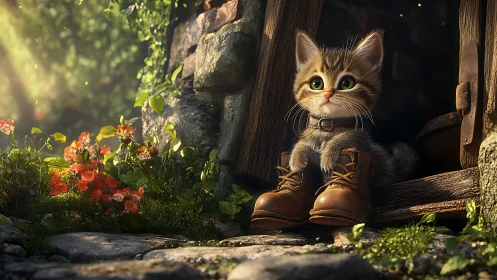 Pint-Sized Adventurer in Oversized Boots Awaits Tomorrow.