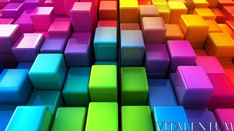 Vibrant 3D color cubes forming glossy geometric grid.
