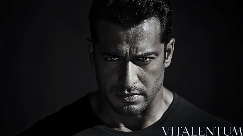 Storm-browed gaze sharpens the silence into steel edges