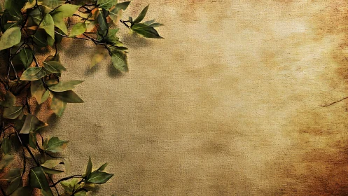 Vintage canvas backdrop with trailing green ivy border.
