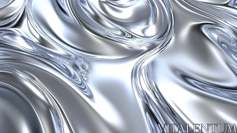 Shiny Metallic Liquid Abstract Texture with Smooth Flowing Waves.