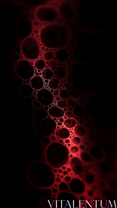 Red fractal bubble structure forms vertical glowing column