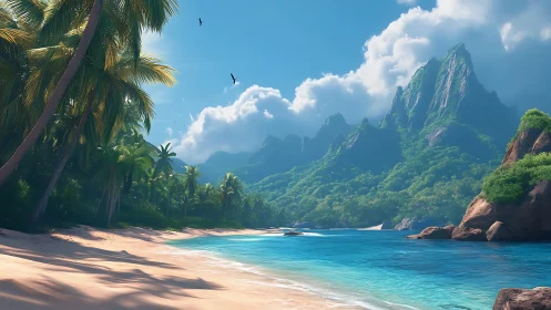 Tropical Paradise: Where Mountains Meet Pristine Waters.