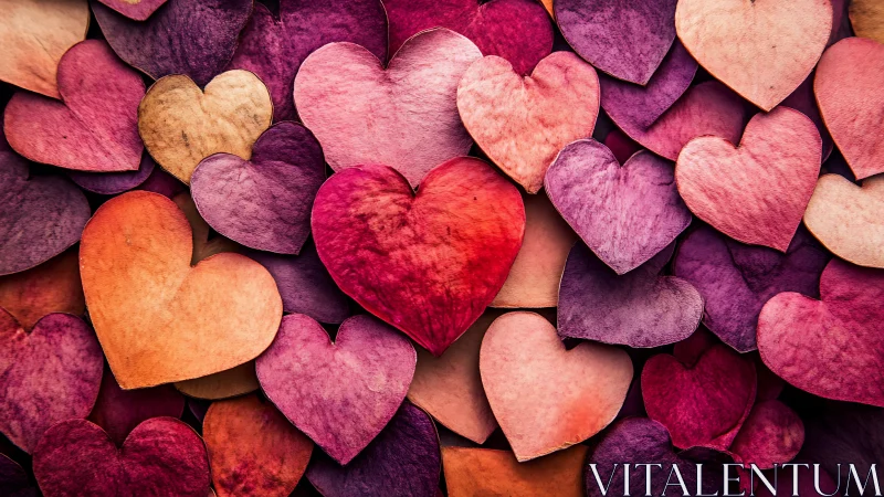 Densely Layered Heart Forms in Warm Chromatic Spectrum