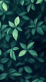 Green leaf clusters form layered foliage over dark background