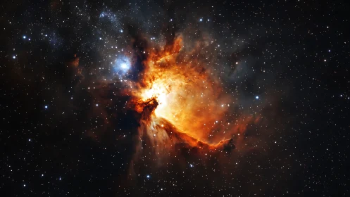 Emission nebula core with ionized gas plumes and dense dust