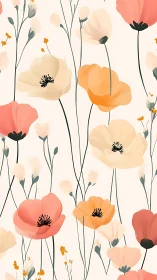 Painted Poppies and Wildflowers in Soft Tones.