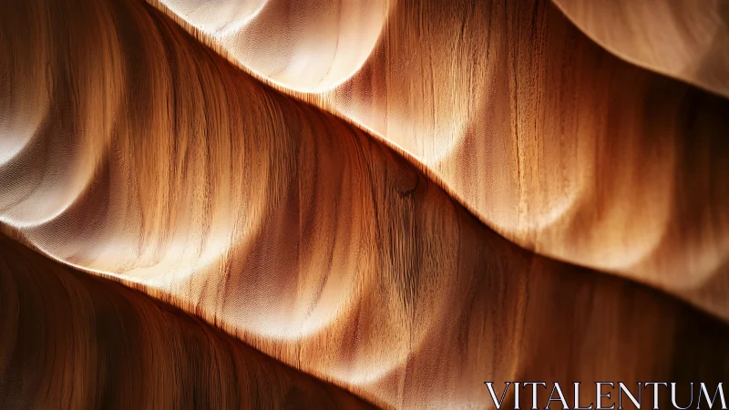 Carved wooden waves with warm directional lighting detail.