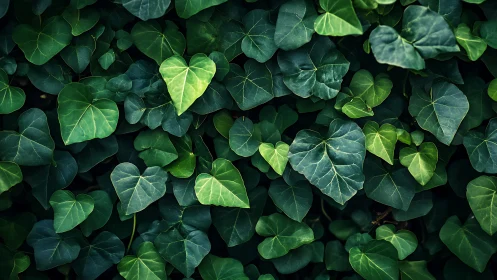 Heart-shaped ivy leaves creating a cozy green hideaway.