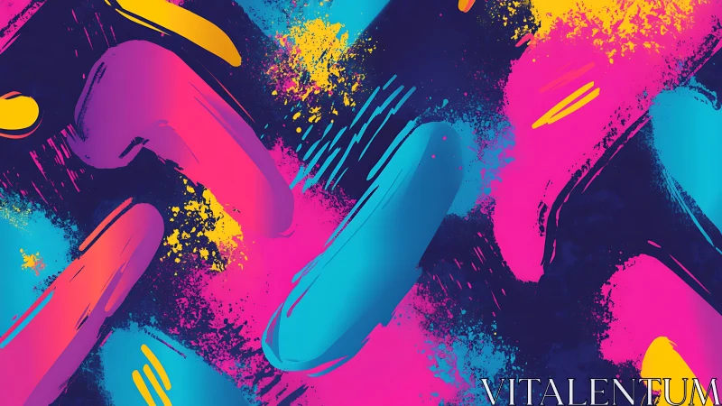 Neon brushstroke abstract with dynamic chromatic layering.