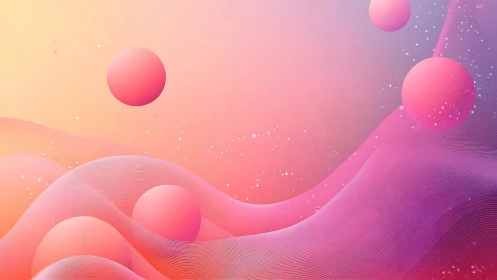 Spherical gradients drift over flowing neon wave fields.