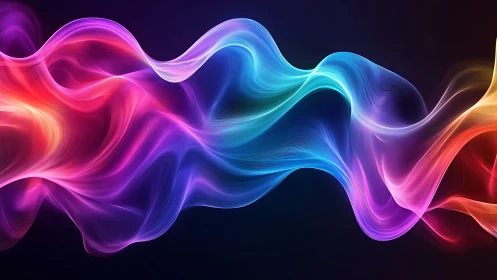 Neon silk waves dancing across a midnight digital horizon.