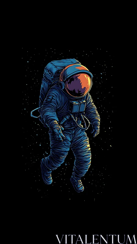 Stargazing astronaut drifting through a quiet cosmic night.