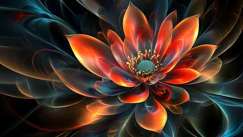 Glowing fractal flower unfolding in vivid, dreamlike light.