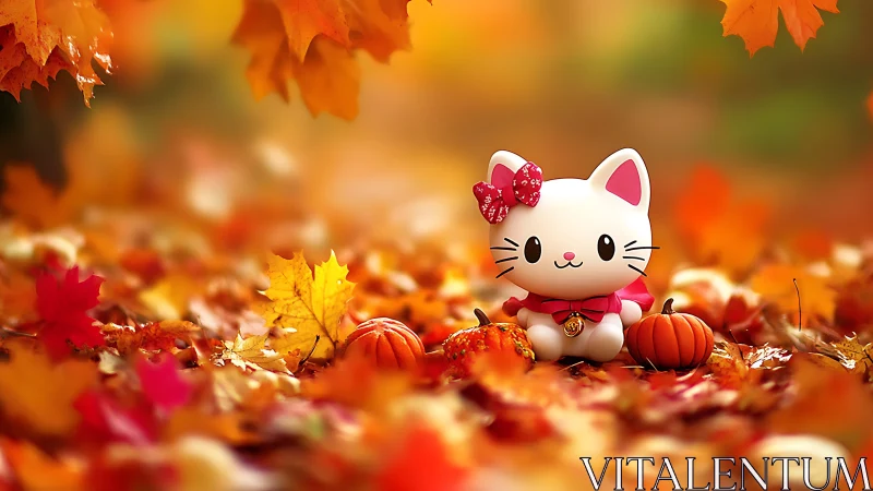 Kitty's Cozy Fall Adventure in Autumn Leaves.
