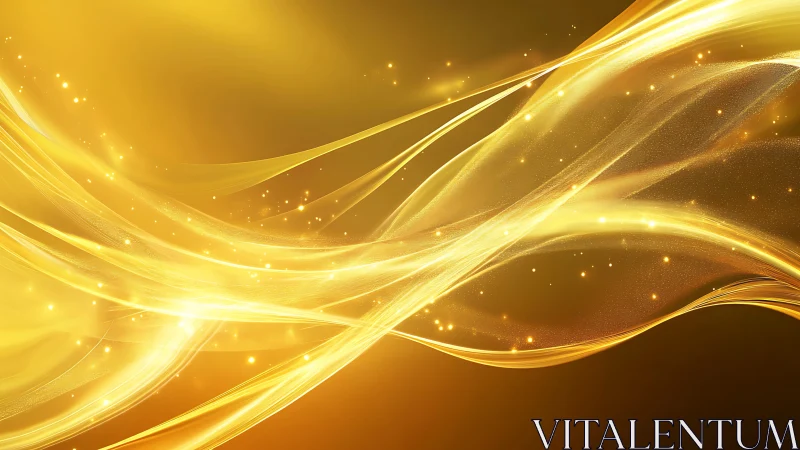 Golden light waves flow diagonally across a dark abstract field