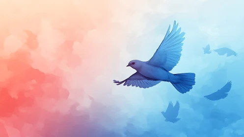 Graceful Bluebird Soaring Through Dreamy Skies.