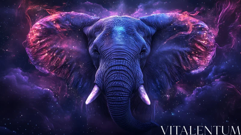 Majestic cosmic elephant emerges from glowing nebulae sky