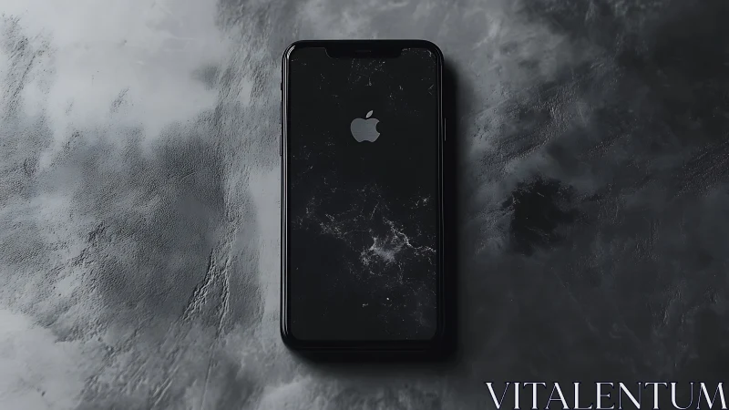 Dark iPhone Glows Against Weathered Concrete Canvas