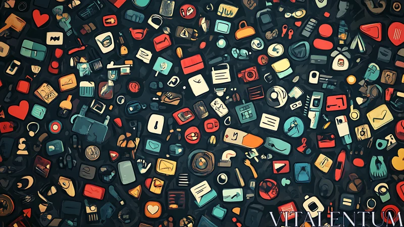 Colorful icon collage celebrating everyday digital life.