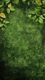 Green textured background holds leaves framing upper edges