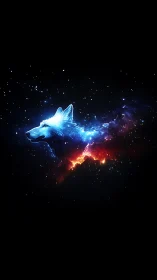 Lupine nebula silhouette in deep space composition.