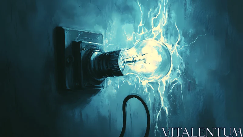 Wall-mounted incandescent bulb radiates energized blue plasma field