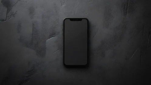 Sleek Smartphone Centered on Textured Dark Stone Wall