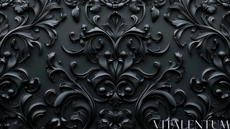 Midnight baroque vines curling across shadowed silence.