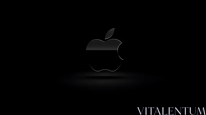 Luminescent Apple Silhouette Against Deep Black Void.