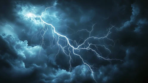 Branched lightning network across dense nocturnal storm clouds.